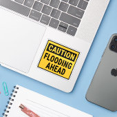 Voorzichtig overstromingen in aantocht sticker (Laptop met iPhone)