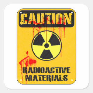 Voorzichtig radioactief materiaal vierkante sticker