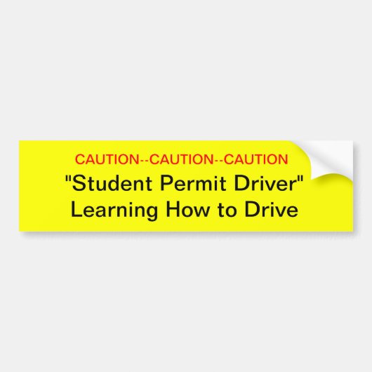 Voorzichtig Student Permit Driver Bumpersticker (Voorkant)