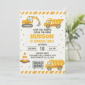 Voorzichtig! Uitnodiging voor bouwverjaardag (Staand voorkant)