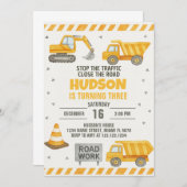 Voorzichtig! Uitnodiging voor bouwverjaardag (Voorkant / Achterkant)