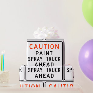 Voorzichtig Verf Spray Truck Ahead Cadeaupapier