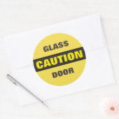 Voorzichtige glasdeur ronde sticker (Envelop)