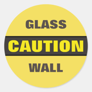 Voorzichtige glazen wand ronde sticker