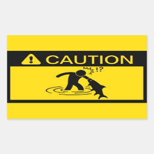 Voorzichtigheid: Aanpak vis Rechthoekige Sticker
