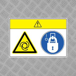 Voorzichtigheid/apparatuur begint automatisch met sticker
