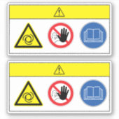 Voorzichtigheid/apparatuur begint automatisch met  sticker (Voorkant)