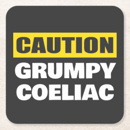 Voorzichtigheid Grumpy Coeliac Funny Vierkante Kartonnen Onderzetter