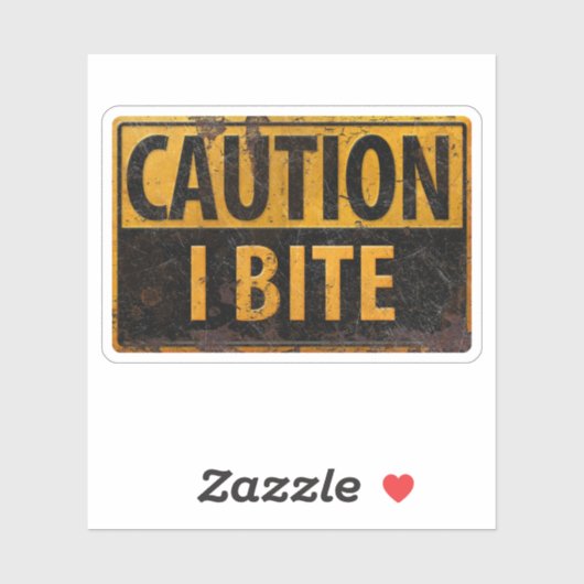 VOORZICHTIGHEID - I BITE rustmetaalwaarschuwingsbo Sticker (Vel)