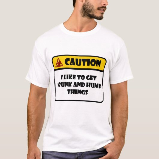 VOORZICHTIGHEID - IK WIL GRAAG DRINK WORDEN EN DIN T-SHIRT (Voorkant)