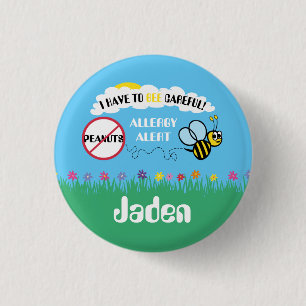 Voorzichtigheid is geboden met Peanut Allergy Aler Ronde Button 3,2 Cm