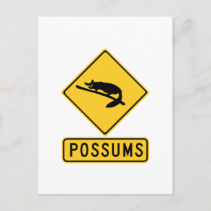 Voorzichtigheid met Possum 2, Traffic Warning Sign Briefkaart