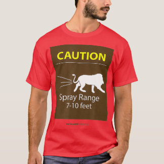 Voorzichtigheid, spray range 7-10 ft, grappige die t-shirt