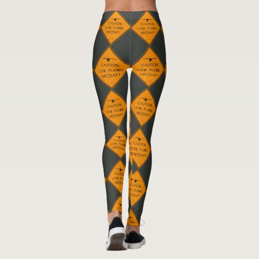 Voorzichtigheid ✈️ Vliegtuig met laag vliegveld Leggings (Achterkant)