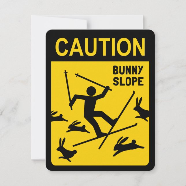 VOORZIENING: Bunny Slope - Funny Skier Warning Sig (Voorkant)