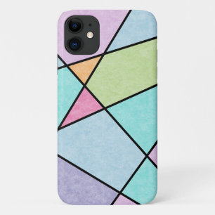 Voorzijde Abstract Geometric Blue Roze lila iPhone 11 Hoesje