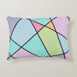 Voorzijde Abstract Geometric Blue Roze lila Decoratief Kussen