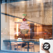 Voorzijde van cupcake-bakkerswinkel personaliseren raamsticker (Cafe Raam)