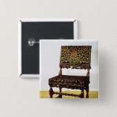 Voorzitter met spiraalstrekkers, eind 17e eeuw vierkante button 5,1 cm (Voorkant /achterkant)