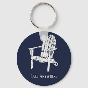 Voorzitter Navy Blue en White Adirondack Personali Sleutelhanger