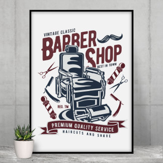 voorzitter van de Barbershop Logo Poster