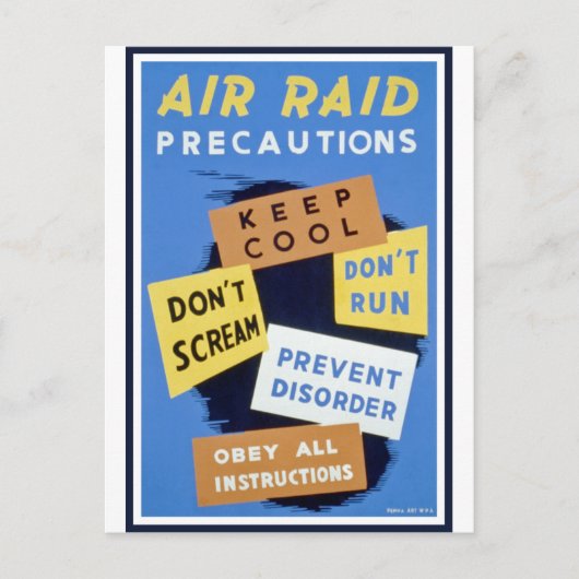 Voorzorgsbord bij luchtaanvallen (1943) briefkaart (Voorkant)