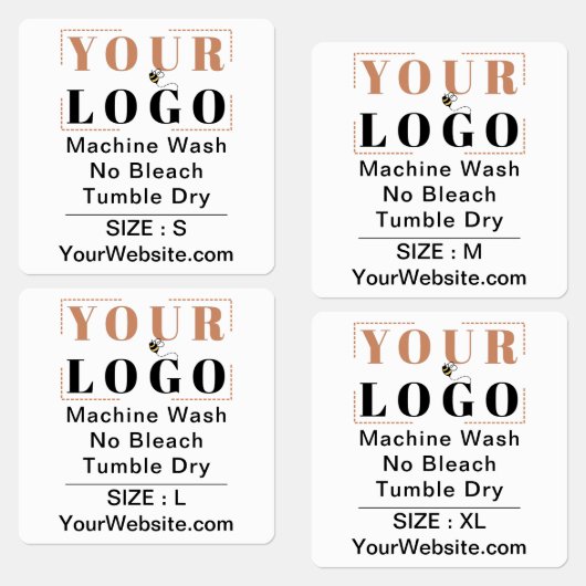 Voorzorgsinstructies en vierkant brede witte kledi labels (Groep)