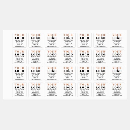 Voorzorgsinstructies en vierkant brede witte kledi labels (Vel)