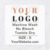 Voorzorgsinstructies en vierkant brede witte kledi labels (Design 1)