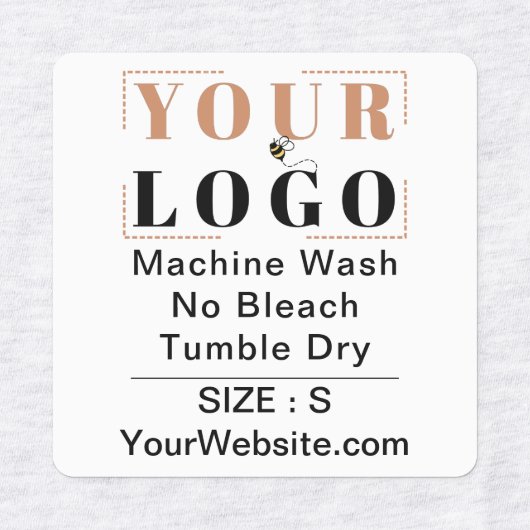 Voorzorgsinstructies en vierkant brede witte kledi labels (Design 1)