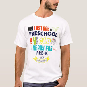 Vorige dag ben ik vier jaar oud en klaar voor het t-shirt