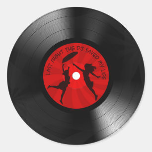 Vorige nacht heeft de DJ mijn leven in de azijn zw Ronde Sticker