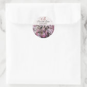VORIGE NEST, SPRINGSTROMEN Roze Opslagdatum Monogr Ronde Sticker (Tas)