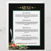 vork geplakt tomaat spaghetti recept menu letterhe (Voorkant / Achterkant)