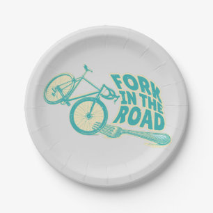 Vork in de weg Grappige fiets Papieren Bordje