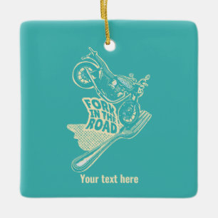 Vork in de weg motorongeluk keramisch ornament