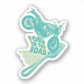 Vork in de weg motorongeluk sticker (Voorkant)