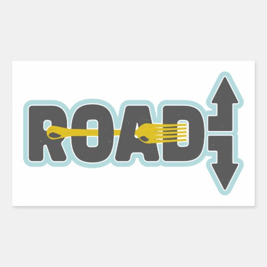Vork in de weg typografische tekst kunst rechthoekige sticker (Voorkant)
