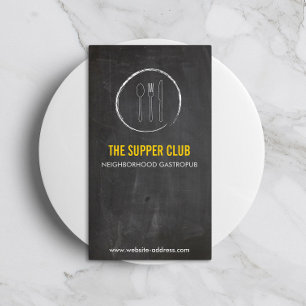 VORK LEPEL MES CHALKBOARD LOGO 2 voor Restaurant Visitekaartje