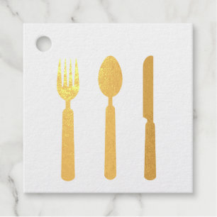 Vork, Mes en Lepel Gouden Folie Favor Tags