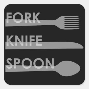 Vork Mes Lepel Vierkante Sticker