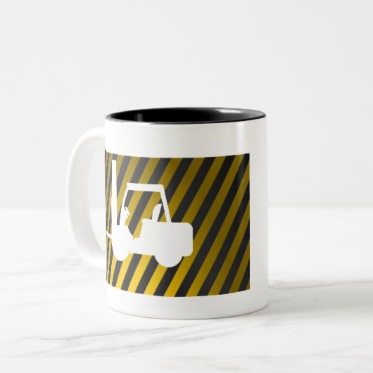 vorkheftruck tweekleurige koffiemok (Voorkant links)