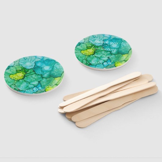 Vorm: Ronde hand-ventilator "Blue-Greens Flowers" Handwaaier (Niet-gemonteerd)