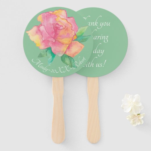 Vorm: Ronde handventilator "roze ventilator" Handwaaier (Voorkant en achterkant)