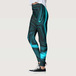 Vormen, "cyaankleursporen gebogen" in zwart fonds. leggings