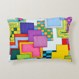 Vormen en overlappende kleuren accent kussen