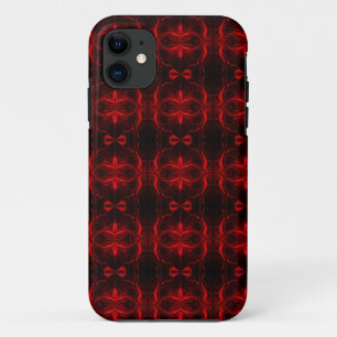 Vormen in rood zwevend op zwarte achtergrond iPhone 11 hoesje
