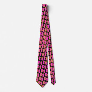 Vormen - Magenta en Geel op Zwart Stropdas