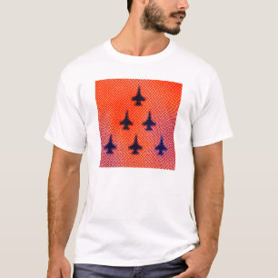 Vorming van F16s in Sinaasappel. Pop Art T-shirt