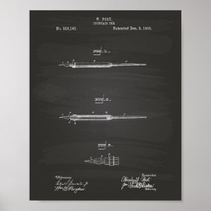 Vormt Pen 1893 Patent Art Chalkboard Poster